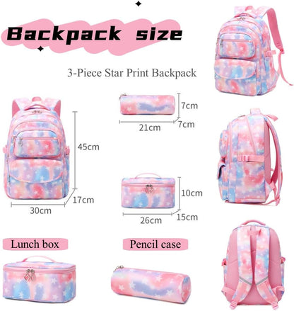 3Pcs Daisy Prints Backpack for Girls Bookbag set Primary School Daypack Elementary Students Knapsack with Lunch Box