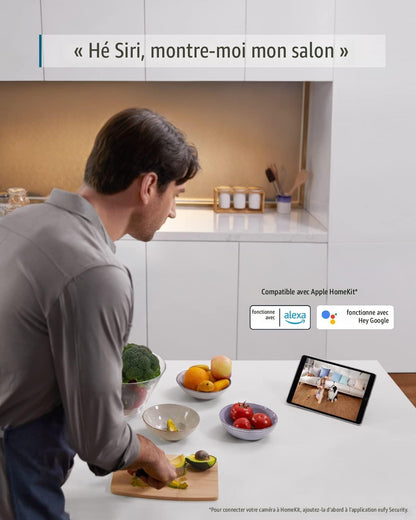 eufy Security Kit de 2 caméras d'intérieur E220 2K, caméra de sécurité intérieure panoramique et inclinable, caméra à brancher avec Wi-Fi, IA humaine et animale, compatibilité avec assistant vocal