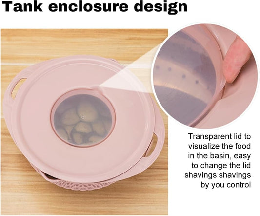 4 in 1 Colander with Bowl Set, Double Layer Fruit Cleaner, Salad Spinner, Rotatable Strainers, for Draining Cooked Pasta, Noodles,Vegetables, Fruits and Rice (Beige) - PuriLite