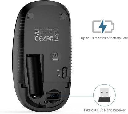 Wireless Mouse, Vssoplor 2.4G Slim Portable Computer Mice with Nano Receiver for Notebook, PC, Laptop, Computer (Sapphire Blue)