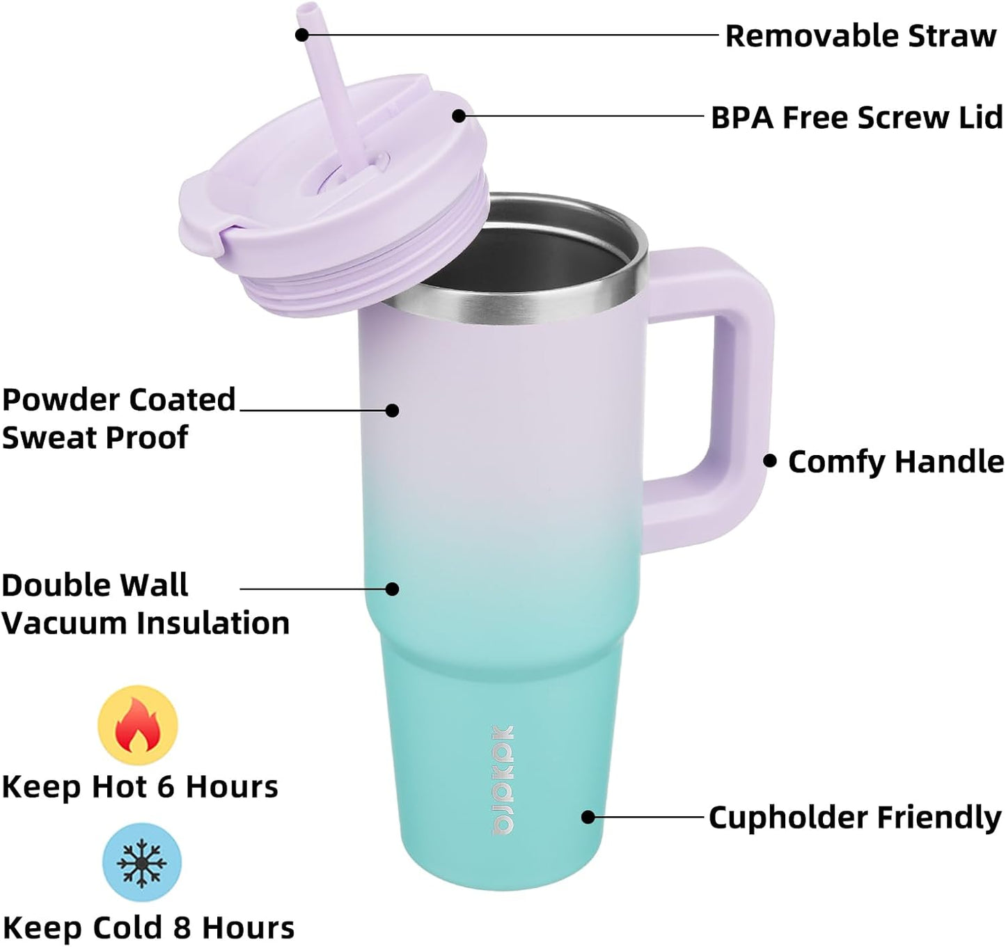 BJPKPK Tumbler with Handle and Straw 30oz Insulated Tumbler Cups with Lid Stainless Steel Travel Coffee Mug,Indigo Black