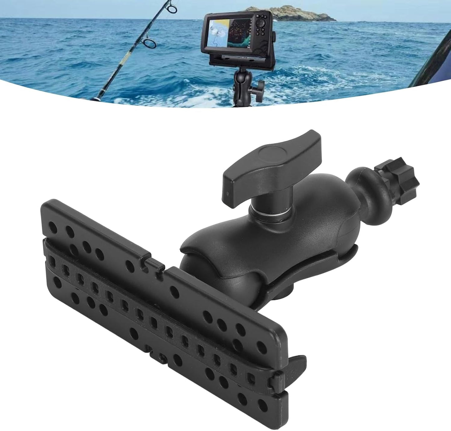 Fish Finder Mount Base,Universal 360° Rotation Fish Finder Bracket,Nylon & Silicone Rotating Ball Hex Base Holder for Marine Boat Kayak