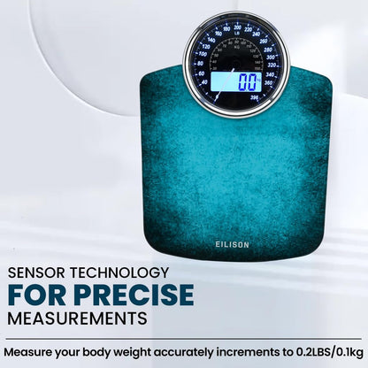 EILISON Highly Advance 2-in-1 Digital & Analog Weighing Scale for Body Weight-400lbs, 4 High Precison GX Sensor Accurate, Thick Tempered Glass, Extra Large Display (White)