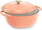 Best Choice Products 6 Quart Enamel Cast-Iron Round Dutch Oven, Family Style Heavy-Duty Pre-Seasoned Cookware for Home, Kitchen, Dining Room, Oven Safe w/Lid, Dual Handles - Peach Sorbet