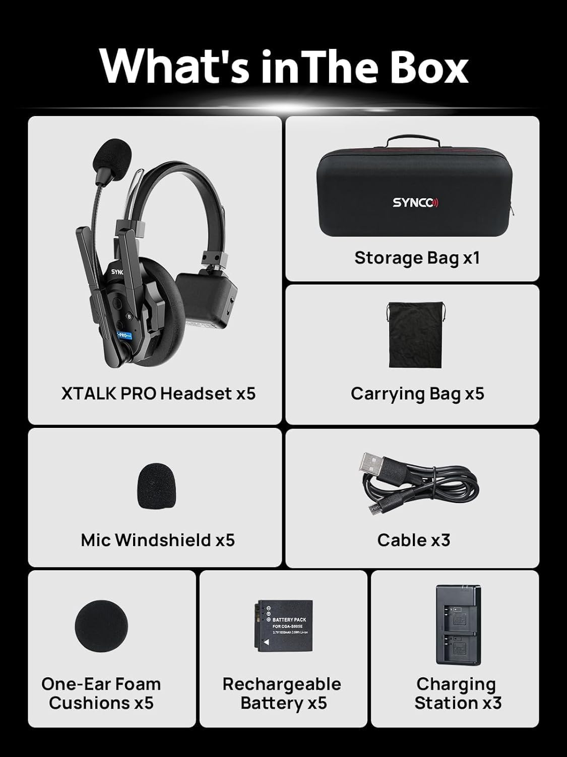 SYNCO XTALK XPRO2 Wireless Intercom Headset System, 2 Person 2.4GHz Wireless Communication Headset Full Duplex 500m/1640ft 24H with Noise Reduction 3.5mm Monitoring for Film Production Teamwork