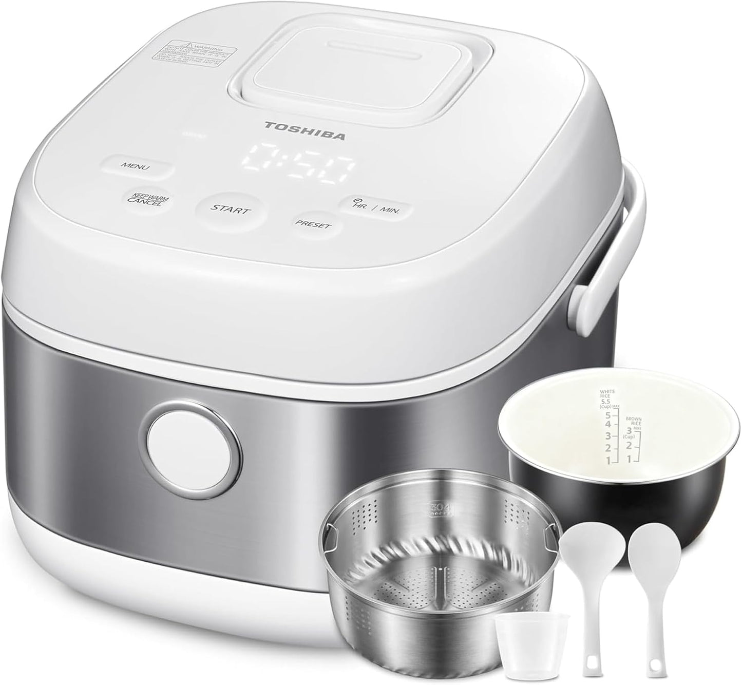 TOSHIBA Rice Cooker Induction Heating, Low Carb Low Sugar Digital Steamer, 5.5 Cups Uncooked Japanese Rice Cooker, 8 Cooking Functions, 24H Timer & Auto Keep Warm