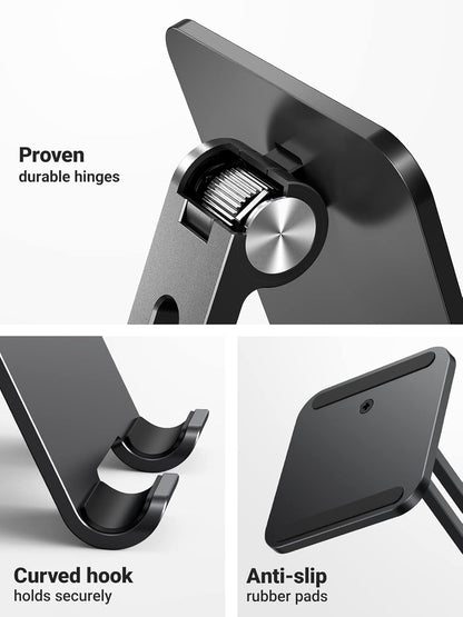 UGREEN Tablet Stand for Desk, Aluminum Stand for iPad Extended Height, Adjustable Foldable Portable Desktop Stand Holder for iPad Pro 12.9 11 9.7 10.5 iPad Air Mini Galaxy Surface iPhone 14 Pro, Grey