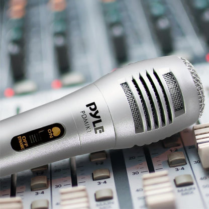 Pyle Professional Dynamic Vocal Microphone - Moving Coil Dynamic Cardioid Unidirectional Handheld Microphone with ON/OFF Switch Includes 15ft XLR Audio Cable to 1/4'' Audio Connection - PDMIC59