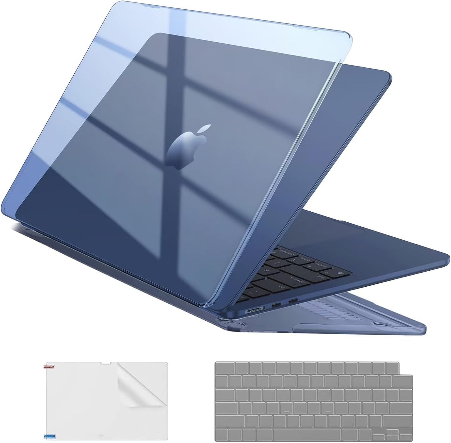 EooCoo Case Compatible with MacBook Air 13 inch M4 M3 M2 2025-2022 A3240 A3113 A2681, 13.6" Hard Case Cover & TPU Keyboard Skin & Screen Protector for Laptop Air 13.6 inch - Crystal Clear