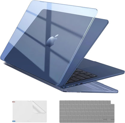 EooCoo Case Compatible with MacBook Air 13 inch M4 M3 M2 2025-2022 A3240 A3113 A2681, 13.6" Hard Case Cover & TPU Keyboard Skin & Screen Protector for Laptop Air 13.6 inch - Crystal Clear