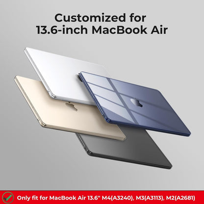 EooCoo Case Compatible with MacBook Air 13 inch M4 M3 M2 2025-2022 A3240 A3113 A2681, 13.6" Hard Case Cover & TPU Keyboard Skin & Screen Protector for Laptop Air 13.6 inch - Crystal Clear