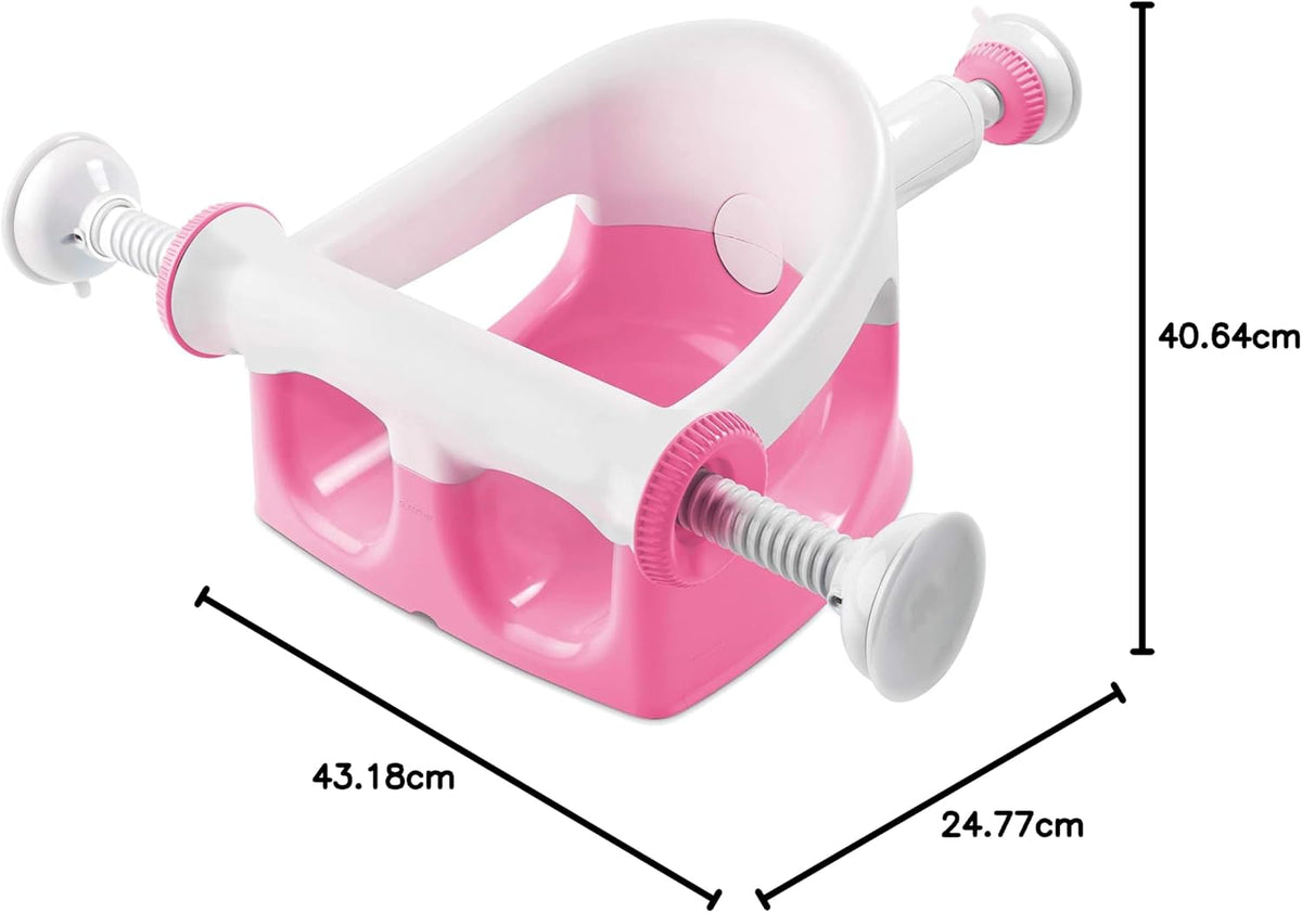 Summer Infant My Bath Seat for Sit-Up Baby Bathing, Sure & Secure Suction Cups, Backrest for Assisted Sitting, Easy Setup & Storage, Pink