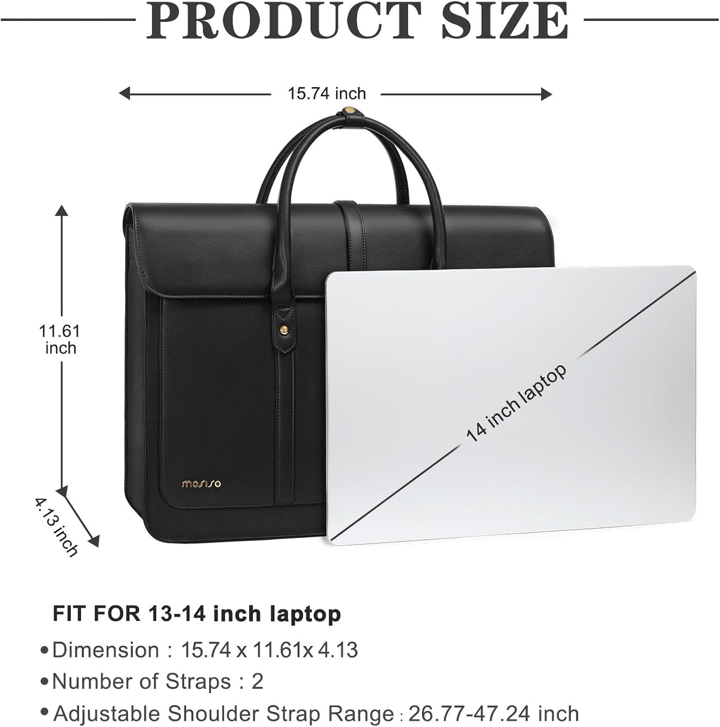 MOSISO Laptop Bag for Women, PU Leather Laptop Shoulder Bag Convertible Backpack, Work Travel Computer Bag with Bowknot - PuriLite