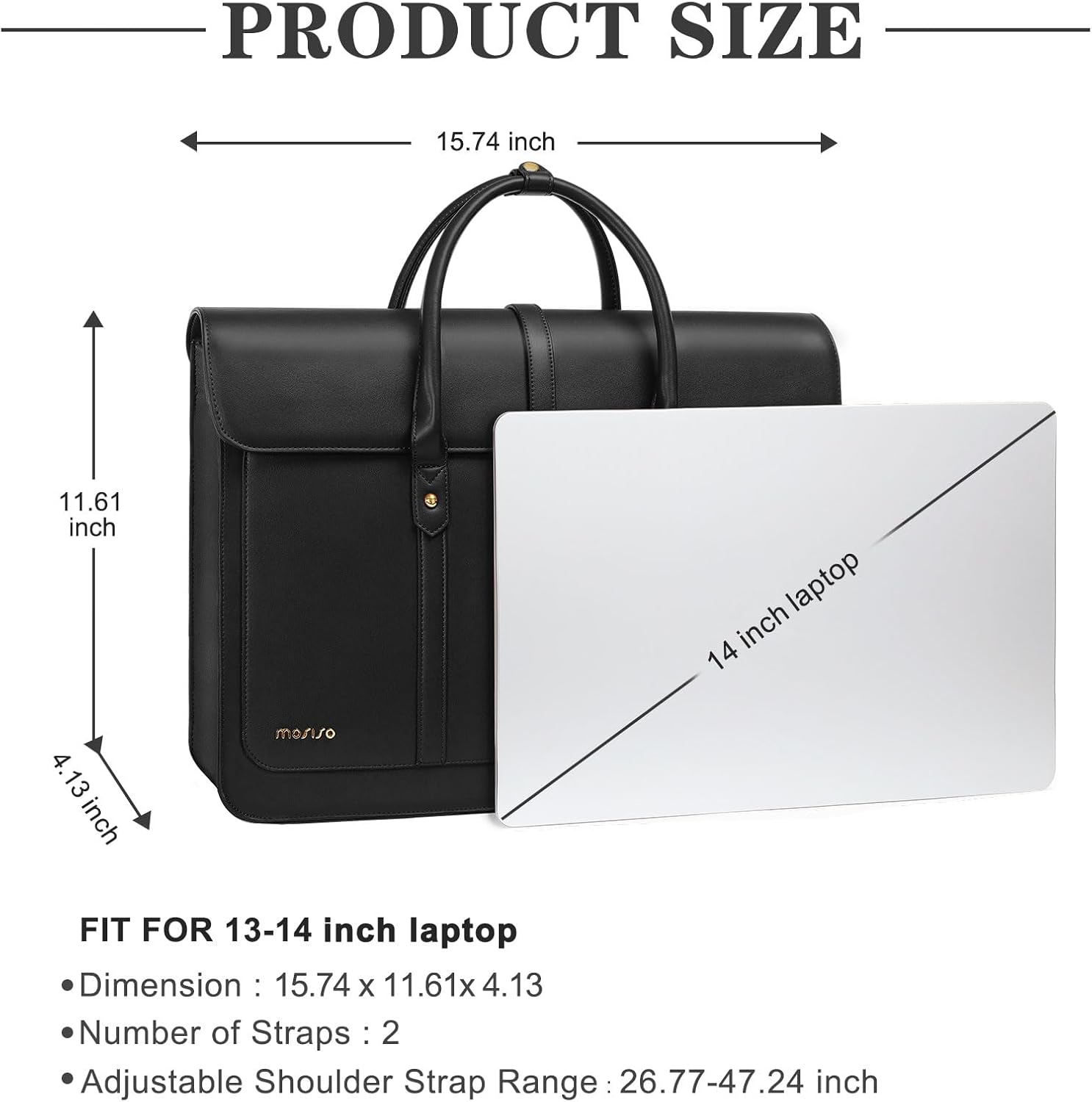 MOSISO Laptop Bag for Women, PU Leather Laptop Shoulder Bag Convertible Backpack, Work Travel Computer Bag with Bowknot - PuriLite