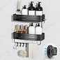 Gecko-Loc Suction Cup Shower Caddy Bath Organizer - Bathroom Storage Basket (Black, Combo)