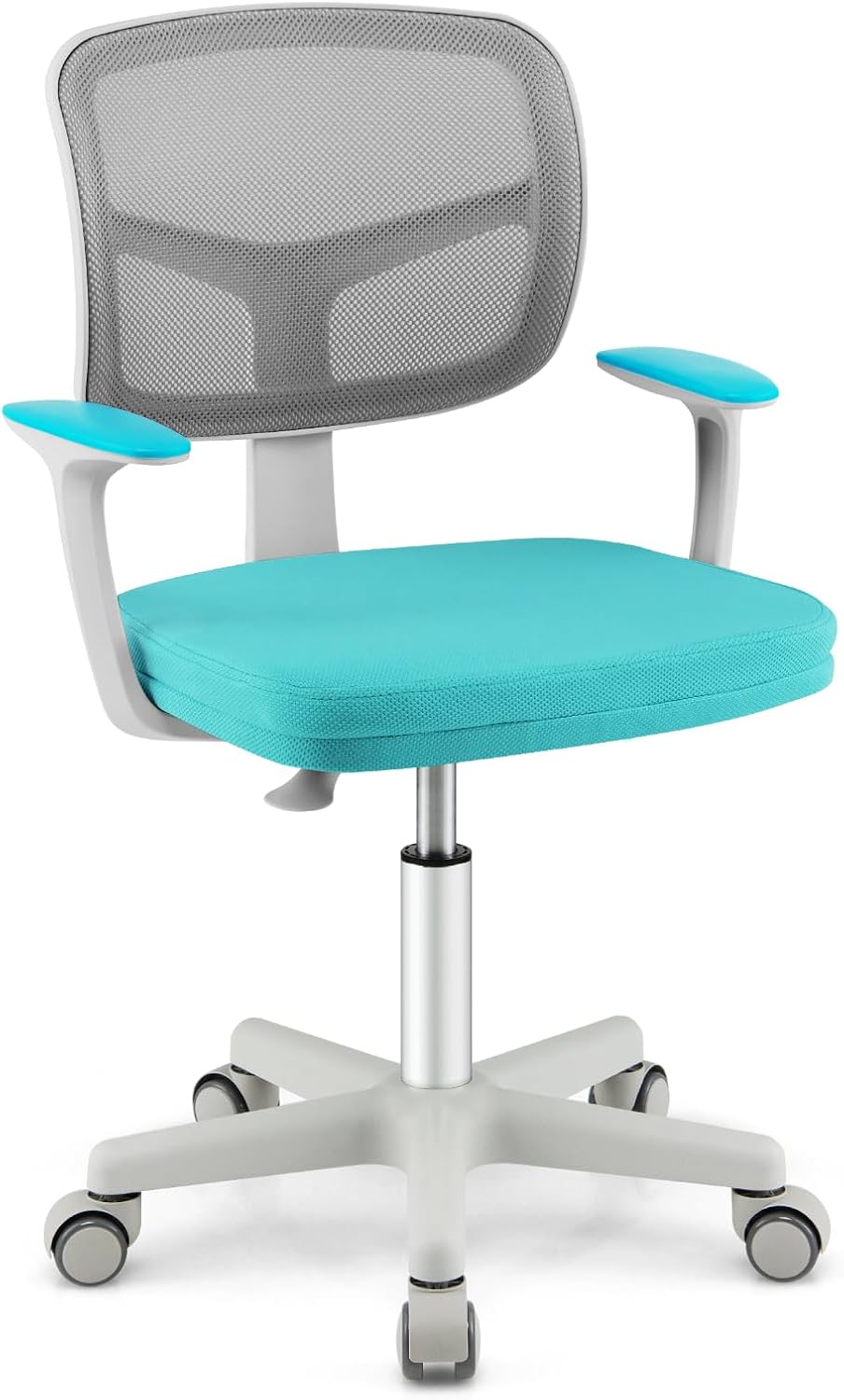 Costzon Kids Desk Chair, Children Study Computer Chair with Adjustable Height, Lumbar Support, Smooth Casters, Swivel Mesh Seat, Ergonomic Kids Task Chair for 4-12, Home, School, Office (Grey)