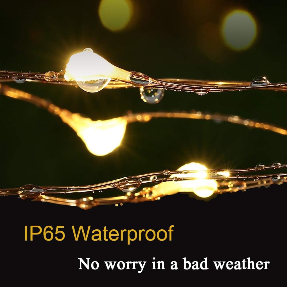 Solar String Lights, 4 Pack Total 220Ft 600 LED Solar Fairy Lights, 8 Modes Waterproof Copper Wire Solar Powered Outdoor Lights for Patio Tree Garden Yard Weeding Party Outdoor Decoration (Warm White)