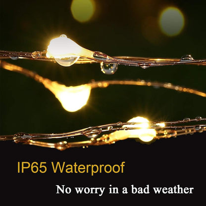 Solar String Lights, 4 Pack Total 220Ft 600 LED Solar Fairy Lights, 8 Modes Waterproof Copper Wire Solar Powered Outdoor Lights for Patio Tree Garden Yard Weeding Party Outdoor Decoration (Warm White)