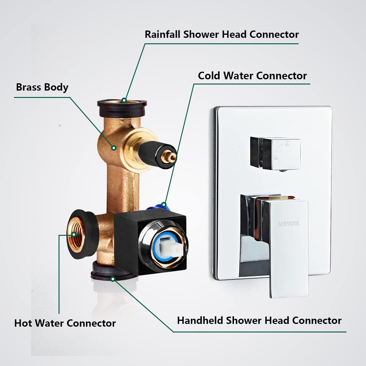 LCEVCGK Shower Faucet Set Complete Matte Black Shower System with 8 inch Square Rainfall Shower Head 3-Function Handheld Shower Waterfall Bathtub Spout Rain Shower Combo Set Bathroom Wall Mounted