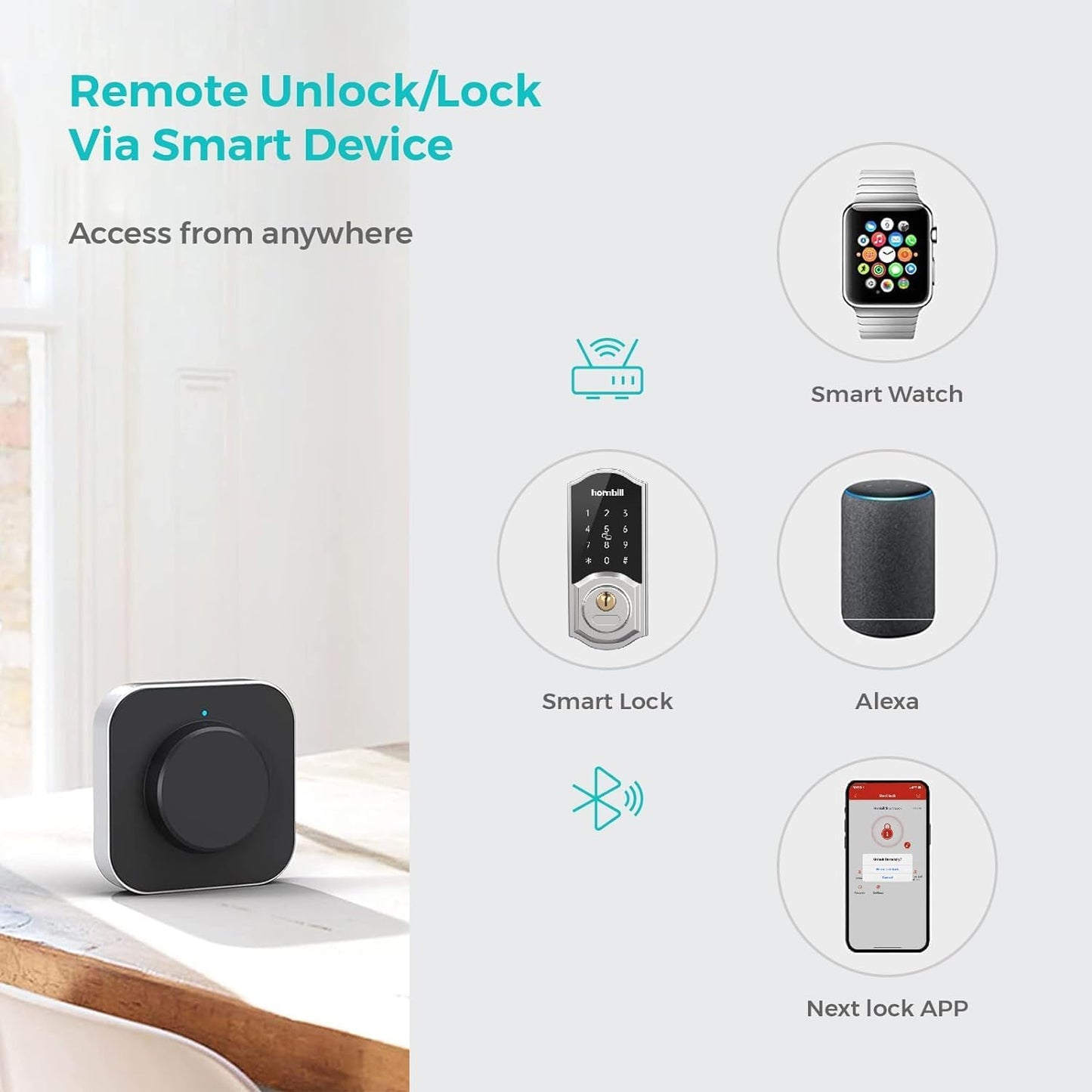 Keyless Entry Door Lock Deadbolt, Hornbill Smart Lock Front Door, Electronic Door Locks with Keypads, Digital Auto Lock Bluetooth Smart Door Locks for Homes Bedroom