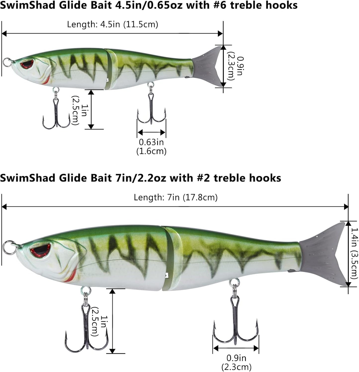 Bassdash SwimShad Glide Baits Jointed Swimbait Bass Pike Salmon Trout Muskie Fishing Lure