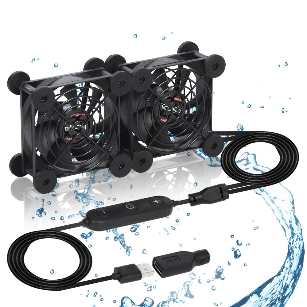 Dual 80mm USB Cooling Fan with 10-Speed Controller 5V and 12V Power Low Noise Waterproof Component Cooling - PuriLite