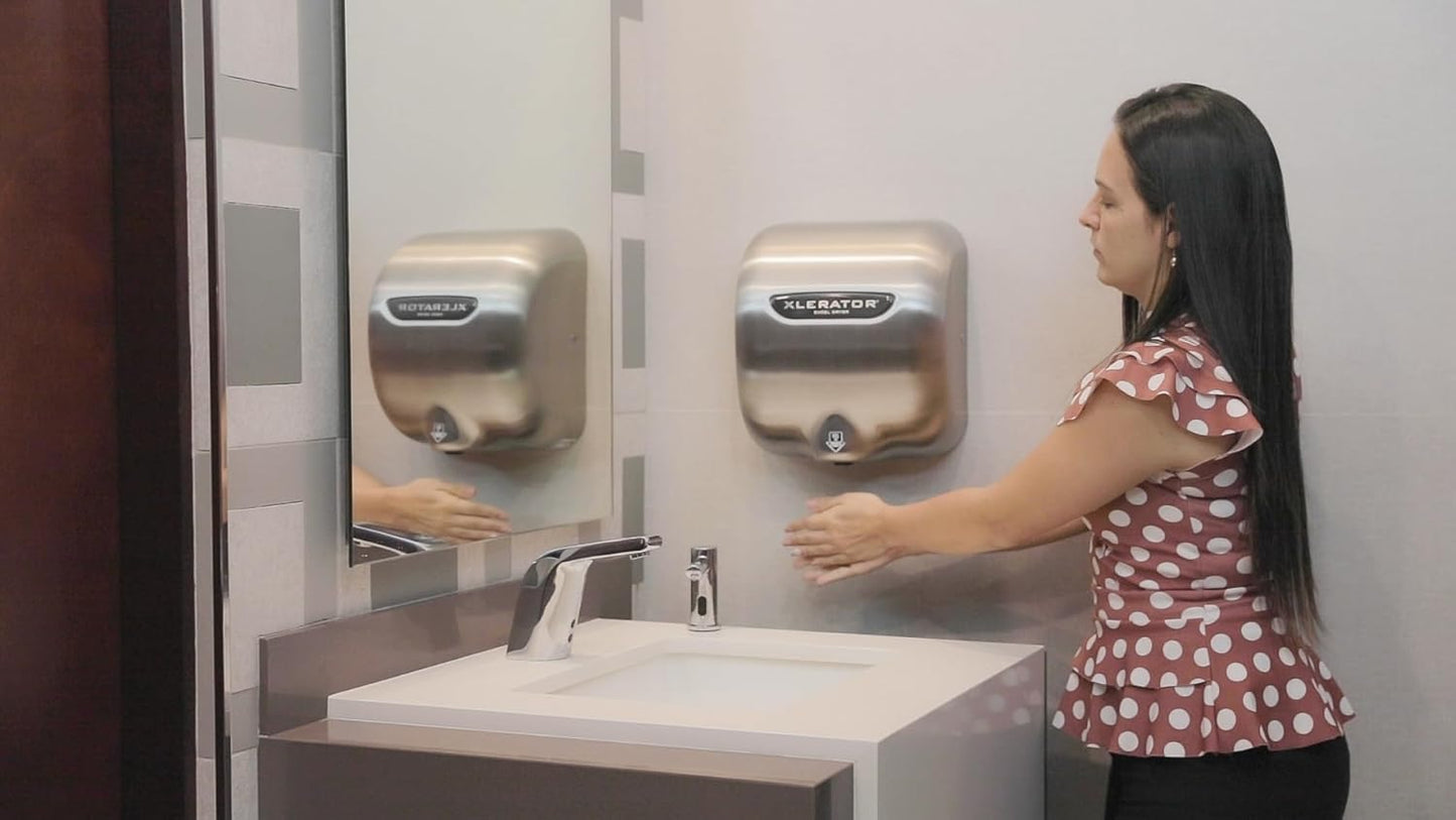 XLERATOR XL-SB Automatic High Speed Hand Dryer with Stainless steel Cover and 1.1 Noise Reduction Nozzle, 12.5 A, 110/120 V