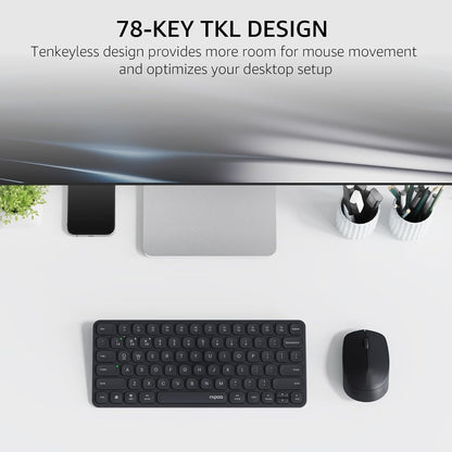 RAPOO Keyboard and Mouse Wireless - 9010M Multi-Device Wireless Keyboard Mouse Combo, 2.4GHz/Bluetooth 5.0/4.0 Wireless Keyboard Mouse Set for Windows/Mac/Linux/Chrome, Support 4 Devices, Silent Click