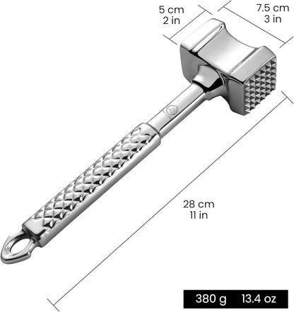 Stainless Steel Meat Tenderizer Tool, Premium Meat Mallet with Non-Slip Grip, Dual-Sided with Heart Shape Design for Tenderizing Steak, Poultry & Chicken Cutlet, Dishwasher Safe, Lifetime Replacement