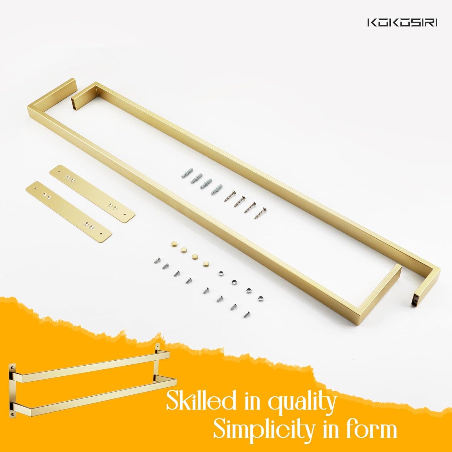 KOKOSIRI Towel Bars Black Bath Towel Holders 20 Inches Bathroom 2-Tiers Ladder Towel Rails Wall Mounted Towels Shelves Rack Stainless Steel, B5008BK-L20