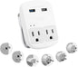 Ceptics Universal Travel Adapter kit, Dual USB (QC 3.0) + 2 US outlets + USB-C Cable, Use with Chargers, Cell Phones, Laptops, 6 Plug attachments for Worldwide use (Does Not Convert Voltage) (WPS-2B)