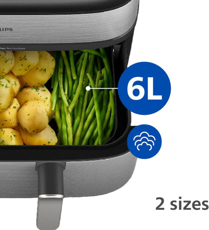 Philips 5000 Series 9.6qt (9L) Dual Basket All-in-One Air Fryer & Steam Cooker – 19 in One Cooking Functions, RapidAir Plus + Steam, Auto Steam Clean (NA555/00)