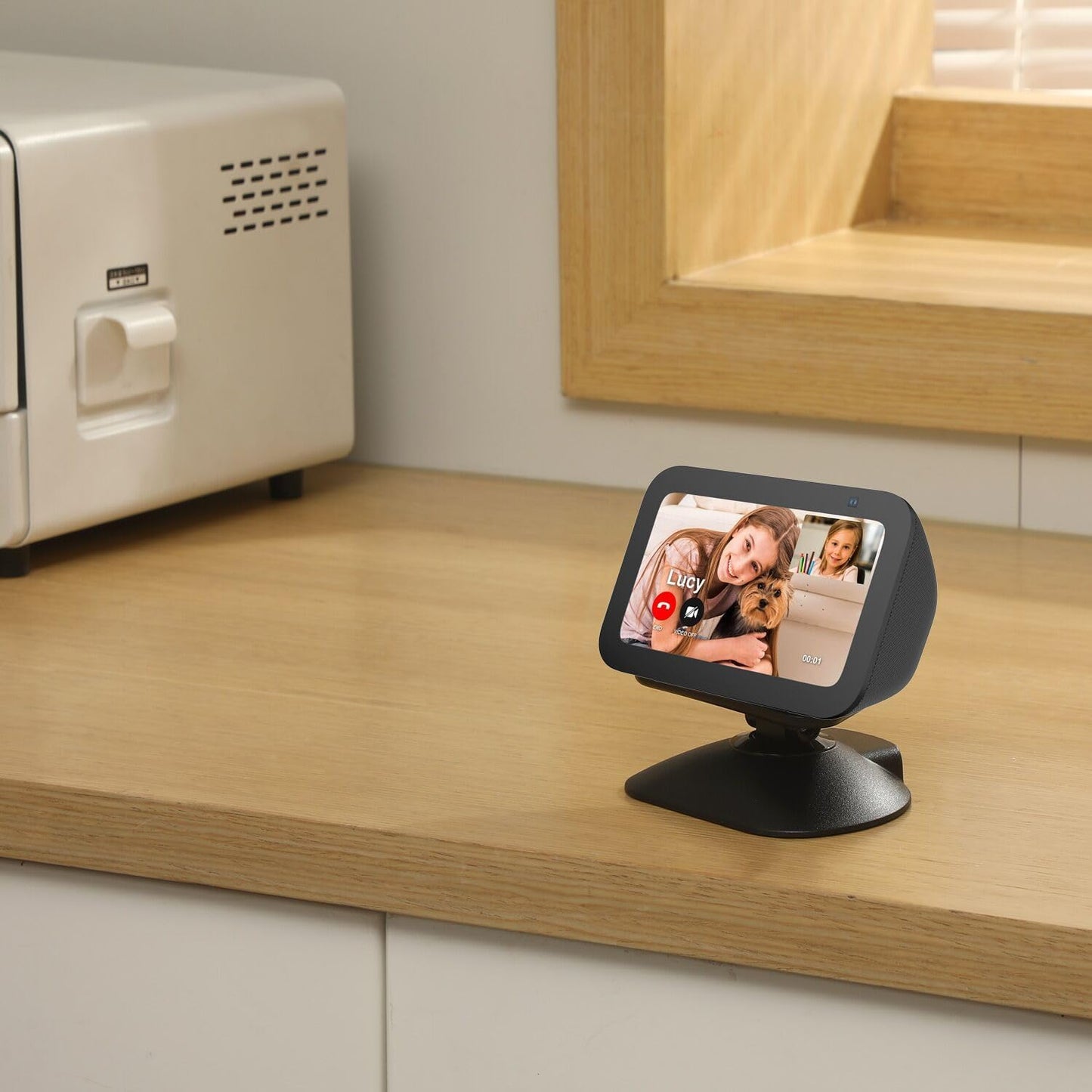 Dianves Adjustable Stand for Echo Show 5 (3rd Gen)， Tilt + Swivel Stand Multi Angle Rotation Magnetic Anti-Slip Base for Show 5,Rotatable All Around Compatible with Mobile Phones (White)