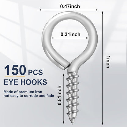 AUGSUN Eye Hooks, 12Pack 2.5 Inch Eye Hooks Heavy Duty 304 Stainless Steel Eye Screw,Screw Eyes Metal Screw Hooks Ring Screws Fasteners Hardware Tools