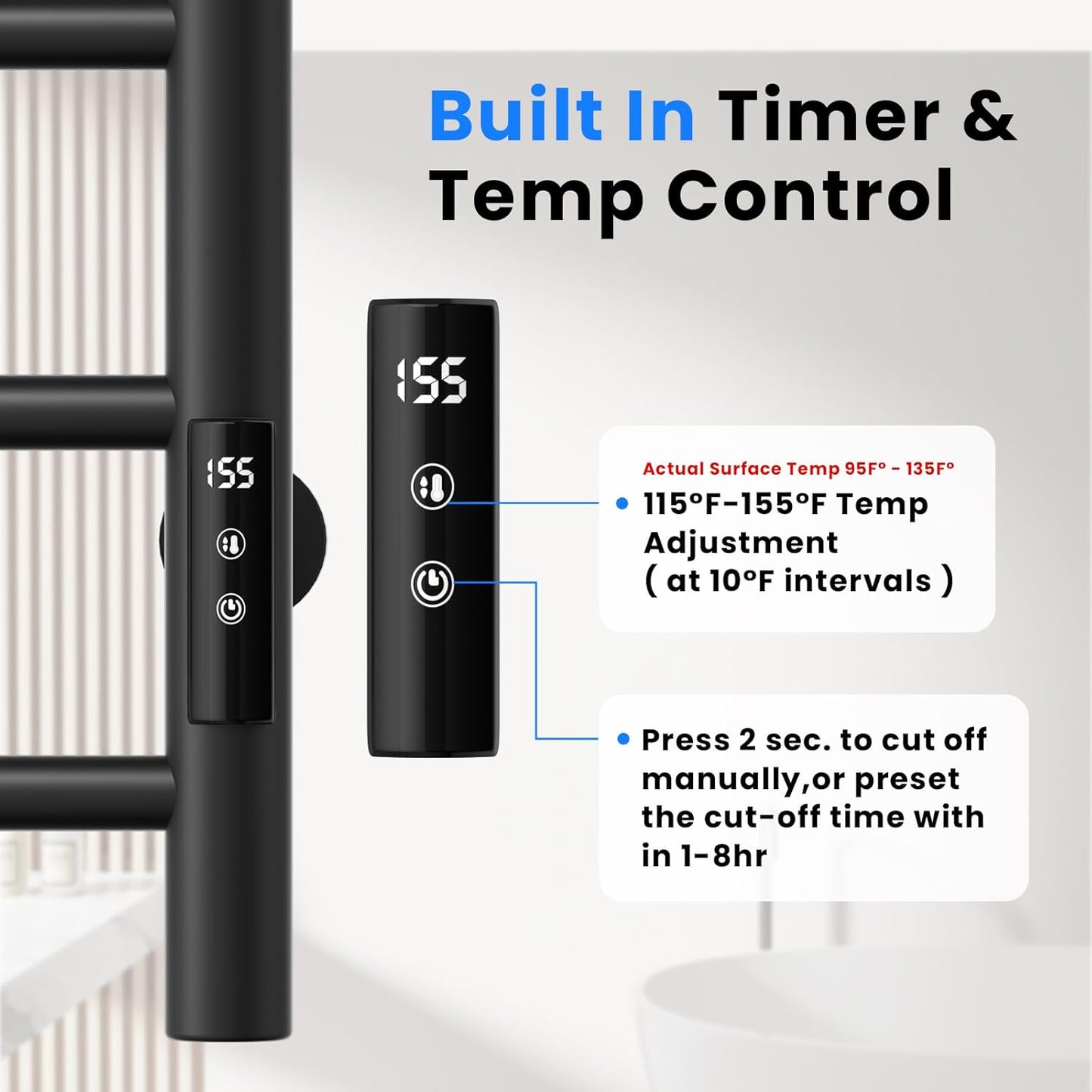 POPFLY Heated Towel Rack, Wall Mounted Electric Hot Towel Warmer, 4-Bar 304 Stainless Steel Small Heated Towel Warmer Rack for Bathroom with Timer and Temperature Control, Brushed