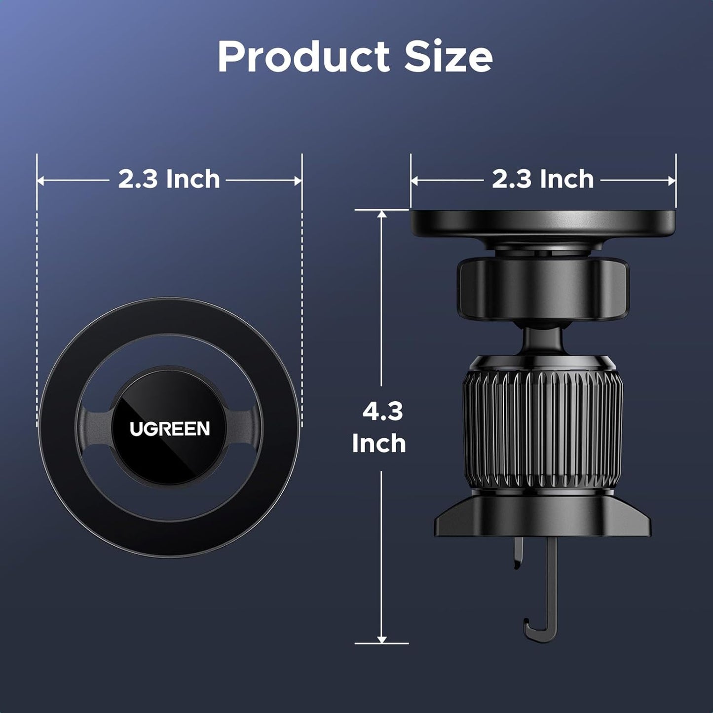 UGREEN MagSafe Car Phone Mount Air Vent Magnetic Phone Holder Car 360° Rotation Magsafe Phone Mount with 2 Metal Rings Compatible with iPhone16 15 14 13 12 Pro Max All Phones Magsafe Case