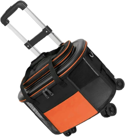 Cat Carrier with Wheels, Dog Travel Crate with Telescopic Handle, Portable Large Rolling Pet Carrier for Walking Hiking(Orange)
