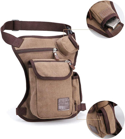 Motorcycle Drop Leg Bag Nylon Waist Pack for Men Women Travel Hiking Tactical Cycling Bike Ride Riding Crossbody Shoulder Fanny Pouch
