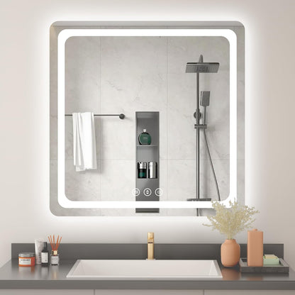 Lmsedf 24" x 32"Rectangle LED Bathroom Mirror with Lights, Backlit & Front Lighted, Wall-Mounted Vanity Mirror 3000K/4000K/6000K, Memory Functions, Anti-Fog, Dimmable Smart Mirror