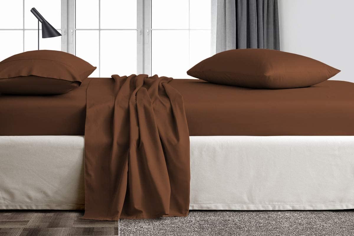 Linen Sheets 100% Egyptian Cotton- Twin-XL Sheet Set 4 Piece- 1000 Thread Count- Fits Upto 18" Deep Pocket- Long Staple Cotton Bedding, Sateen Weave-Light Blue Solid