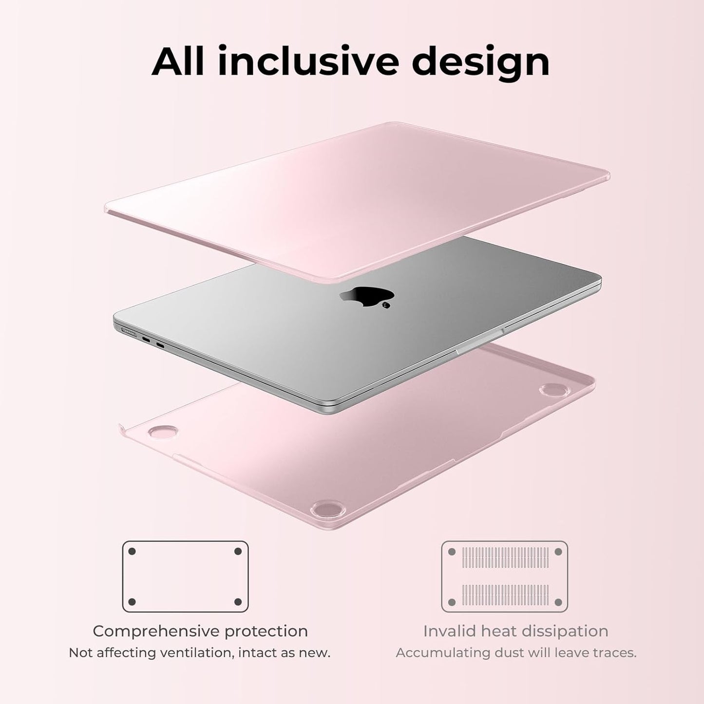 EooCoo Case Compatible with MacBook Air 13 inch M4 M3 M2 2025-2022 A3240 A3113 A2681, 13.6" Hard Case Cover & TPU Keyboard Skin & Screen Protector for Laptop Air 13.6 inch - Crystal Clear