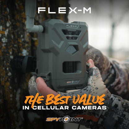 SPYPOINT Flex-M Cellular Trail Camera - Best Value in Hunting Accessories, No WiFi Needed & GPS-Enabled, Hunting Night Vision, IP65 Water-Resistant, 28MP Photos, 720p Videos + Sound (Pack of 1)