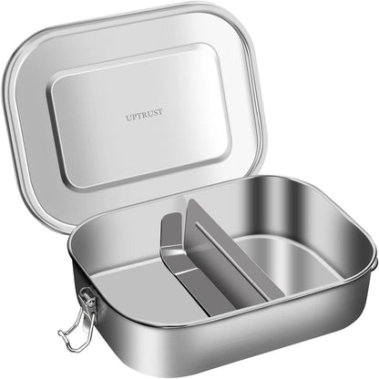 UPTRUST Leak Proof Stainless Steel Bento Lunch Container, (47OZ/1400ML) Metal Bento Lunch Box for Kids or Adults, 3 Compartment Packing Box for Work Lunch