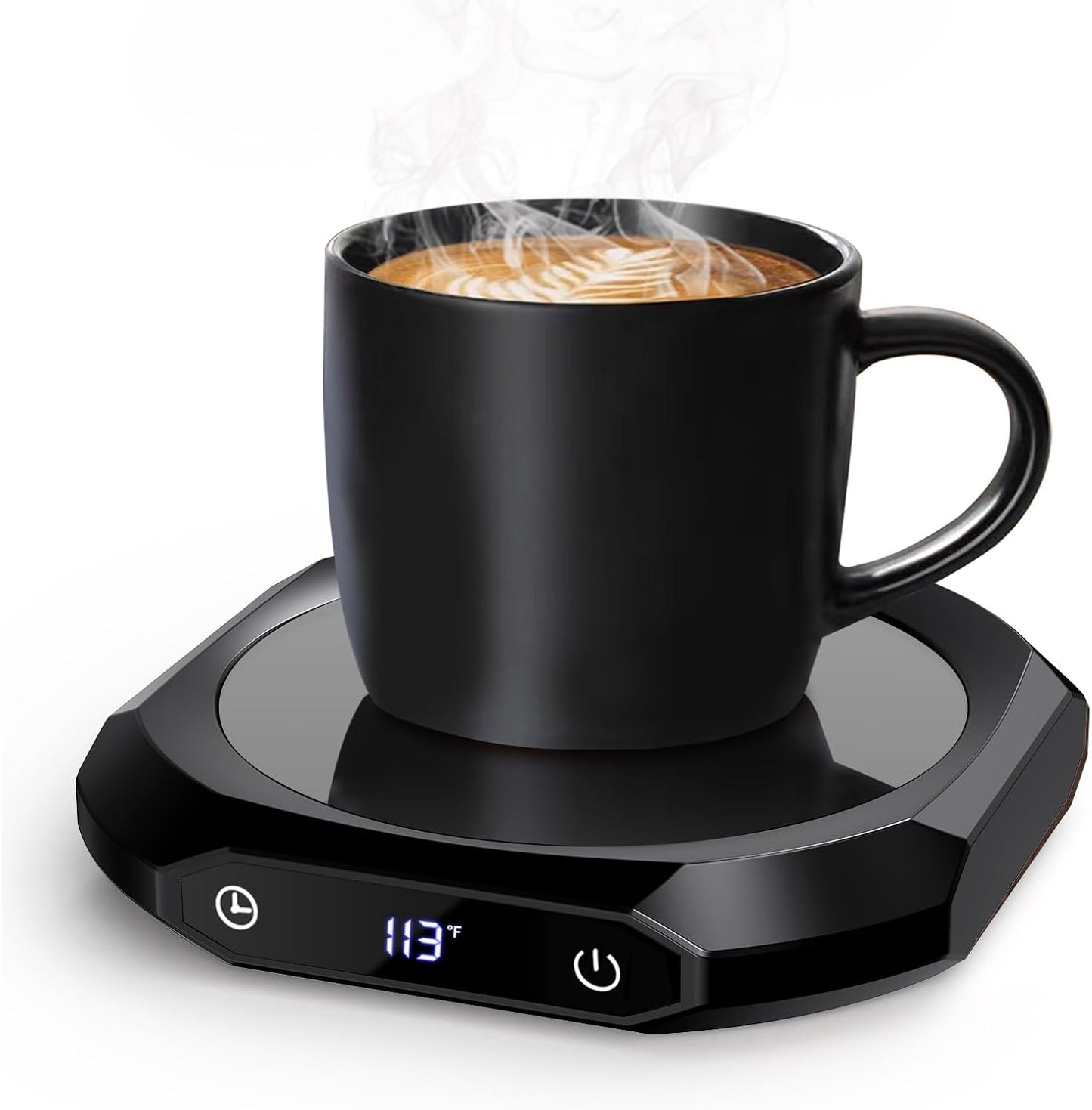 MQUPIN Coffee Mug Warmer, Mug Warmer for Desk, Heated Mug for Coffee with1-12H Auto Shut Off, Electric Beverage Warmer with 3 Temperature Settings(113°F/131°F/167°F), Tea Warmer for Office Desk(Black)