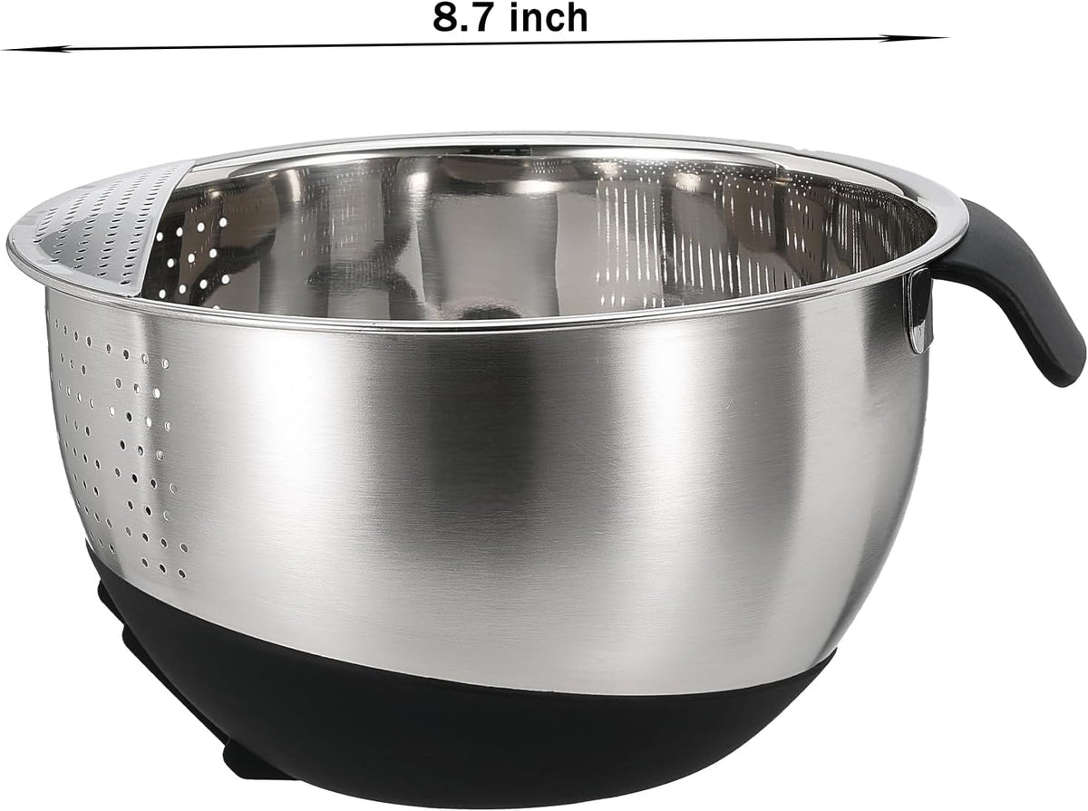 Rice Washing Bowl with Strainer Stainless Steel Quinoa Washer Bowl | Side Drainers Colander for Cleaning Fruits, Vegetables, and Beans - Versatile Kitchen Tool