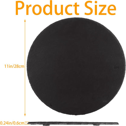 4 Pcs 11 x 11 Inch Round Slate Cheese Boards Black Stone Plates Charcuterie Boards Serving Tray Display Chalkboard with Soapstone Chalk Platter Display Chalkboard for Meats Appetizers Dried Fruits