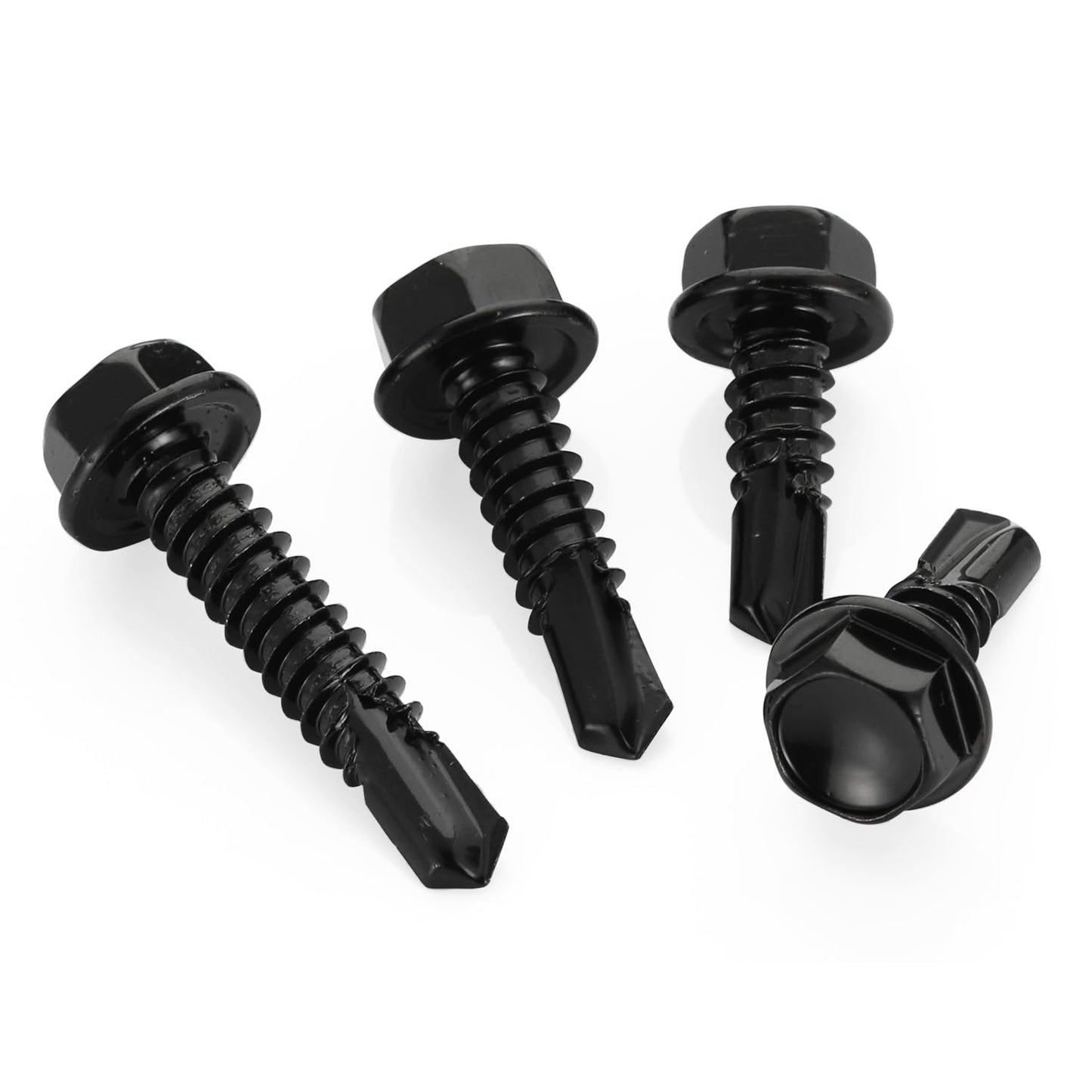 #10 x 1 Hex Washer Head Self Tapping Drilling Screws Black Oxidized, 410 Stainless Steel, 100 PCS