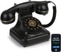 Retro Bluetooth Landline Phone with Voice Assistant, Compatible with Android & iOS, Wireless Home Telephone with Volume Control, USB Rechargeable, Black