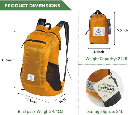 4Monster Hiking Daypack,Water Resistant Lightweight Packable Backpack for Travel Camping Outdoor