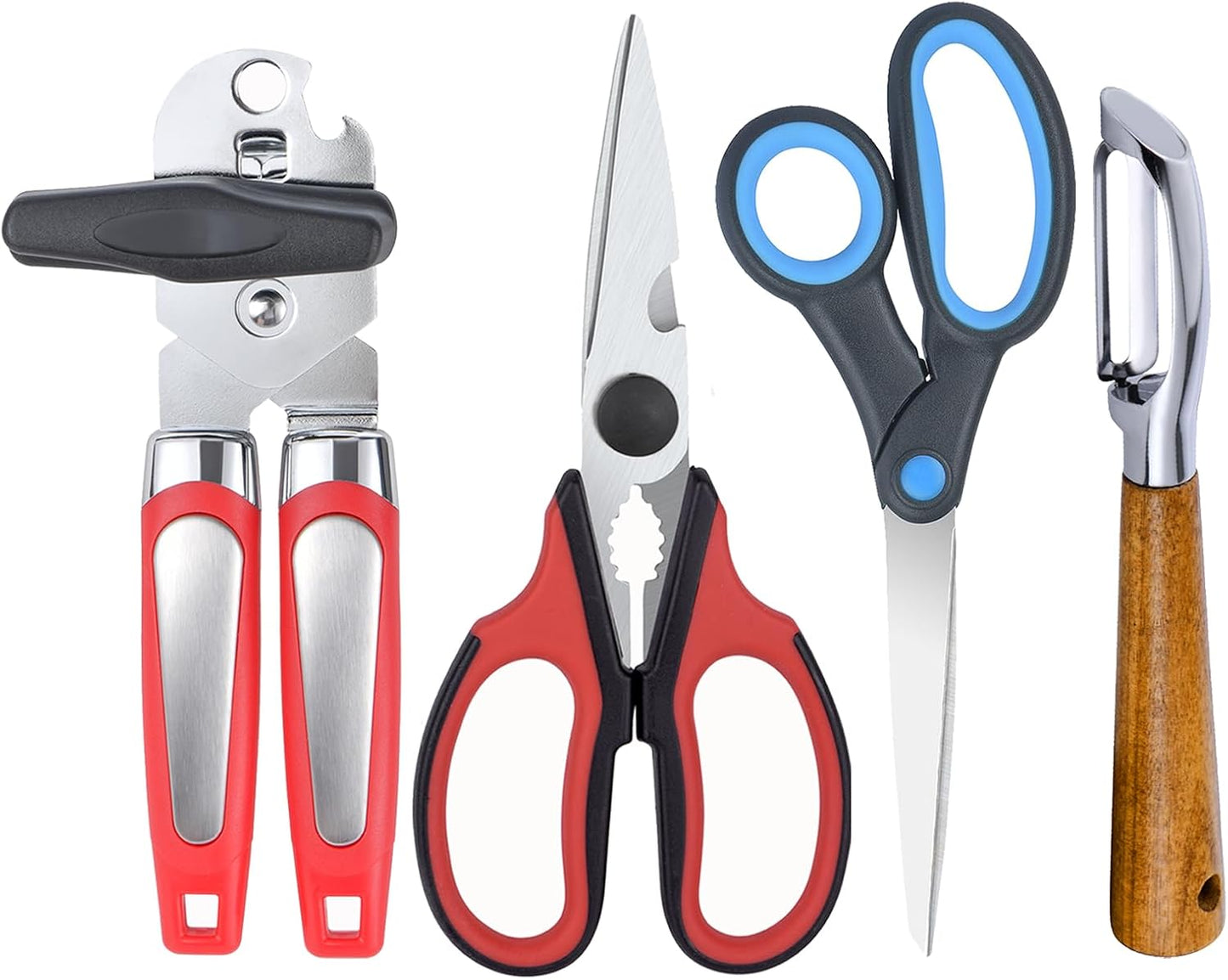 Left Handed Scissors, Kitchen Shears and Can Opener, Peeler Set (4 in 1) | Lefty Tools Utensils， for Left Hand People/Adults， Kitchen Poultry Shears